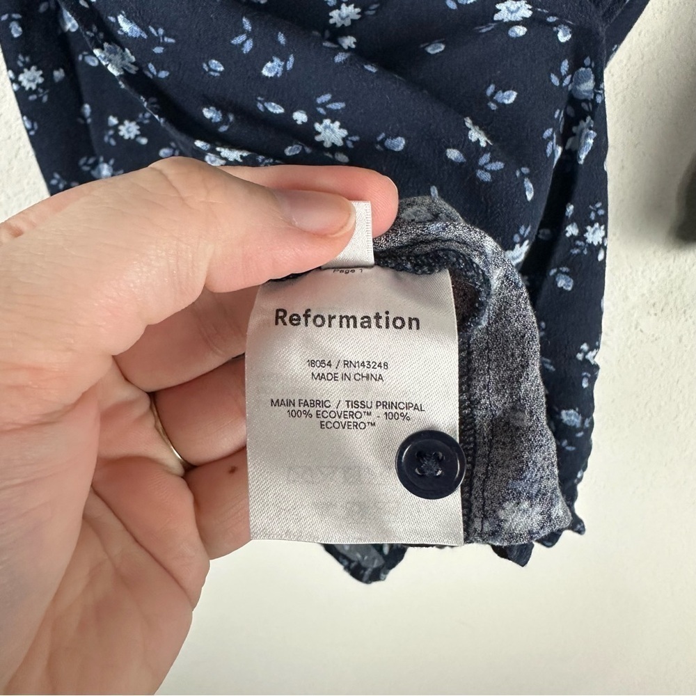Reformation Blue Floral Cotswold Long Sleeve Mini Dress Size Small - Picture 6 of 7